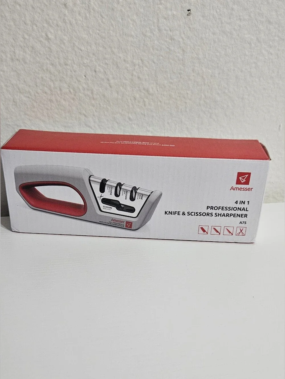 4-in-1 Professional Knife & Scissors Sharpener - Red/Gray